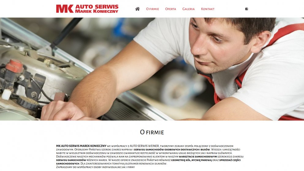 Projekt strony MK Auto Serwis
